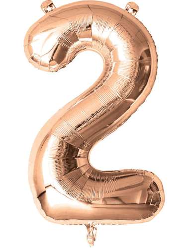 Rose Gold Foil Number Balloon - No 2 - Click Image to Close